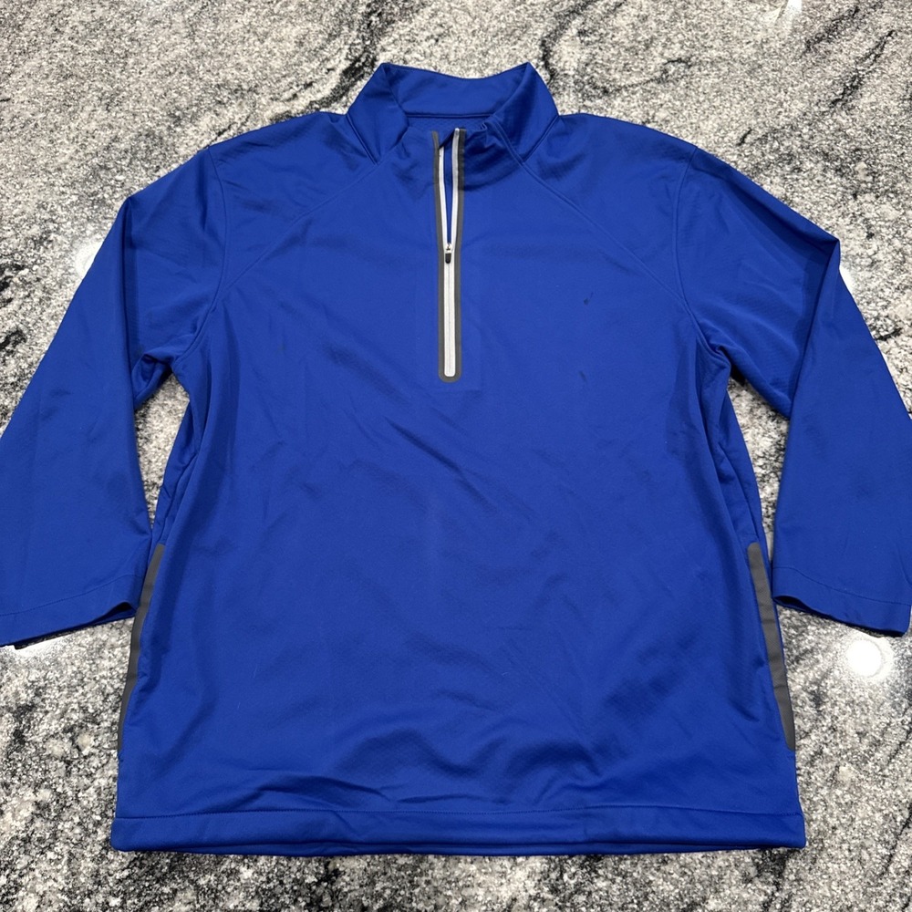 Men's Pullover Blue  W/ Grey‎  Long Sleeve 1/4 Zip Slazenger Golf Shirt Size L